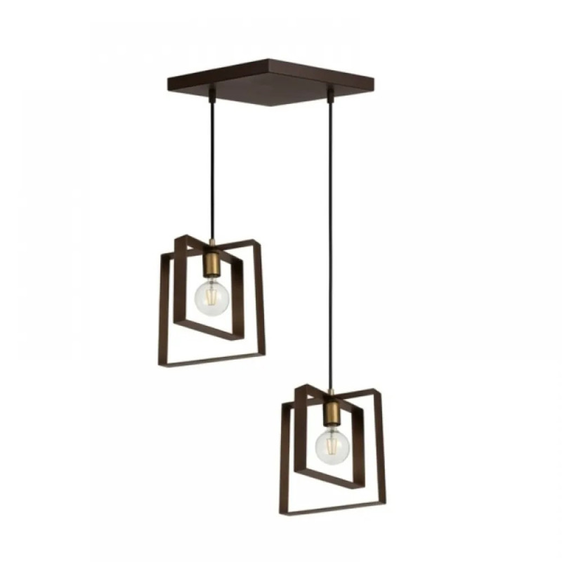 NG Lighting Κρεμαστό Φωτιστικό Οροφής Χειροποίητο Μεταλλικό Σκουριά Δίφωτο Ε27 30x30cm 2023165